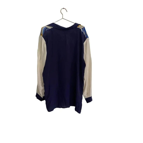Diane Gilman nautical Long Sleeve silk Collared Button Up Top Size 2X - Picture 5 of 5
